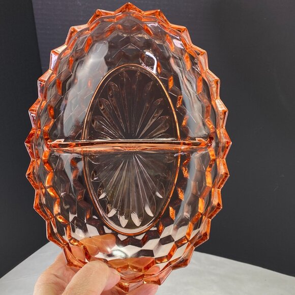 Vintage Colony Whitehall Peach Pink Divided Relish Tray Bowl - Picture 6 of 11